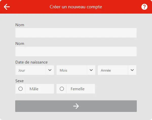 Winbet Casino — formulaire d’inscription, étape 1